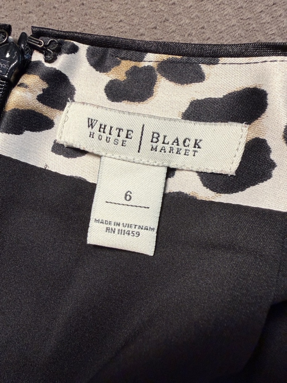 White House Black Market Leopard Print Pencil Skirt in Black, White & Tan - Picture 5 of 6